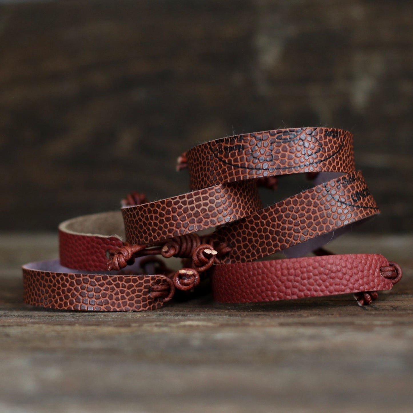 LEATHER FOOTBALL BRACELET