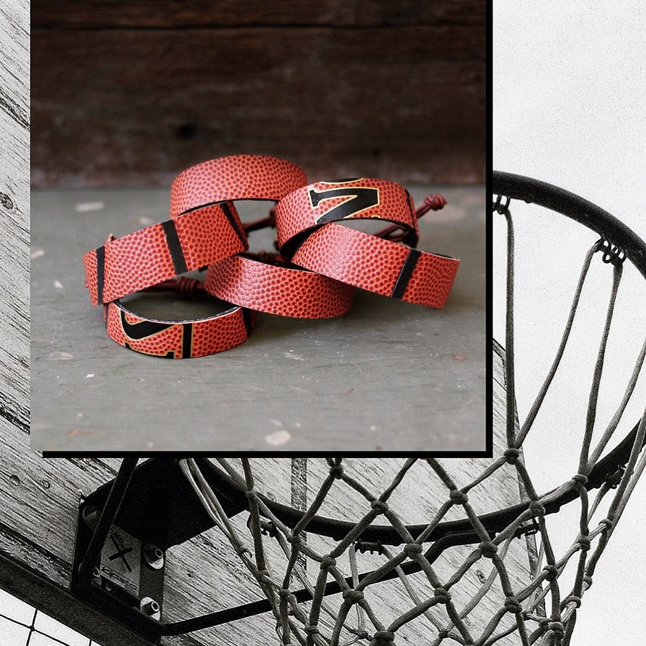 Upcycled BASKETBALL BRACELET made from an Actual Basketball