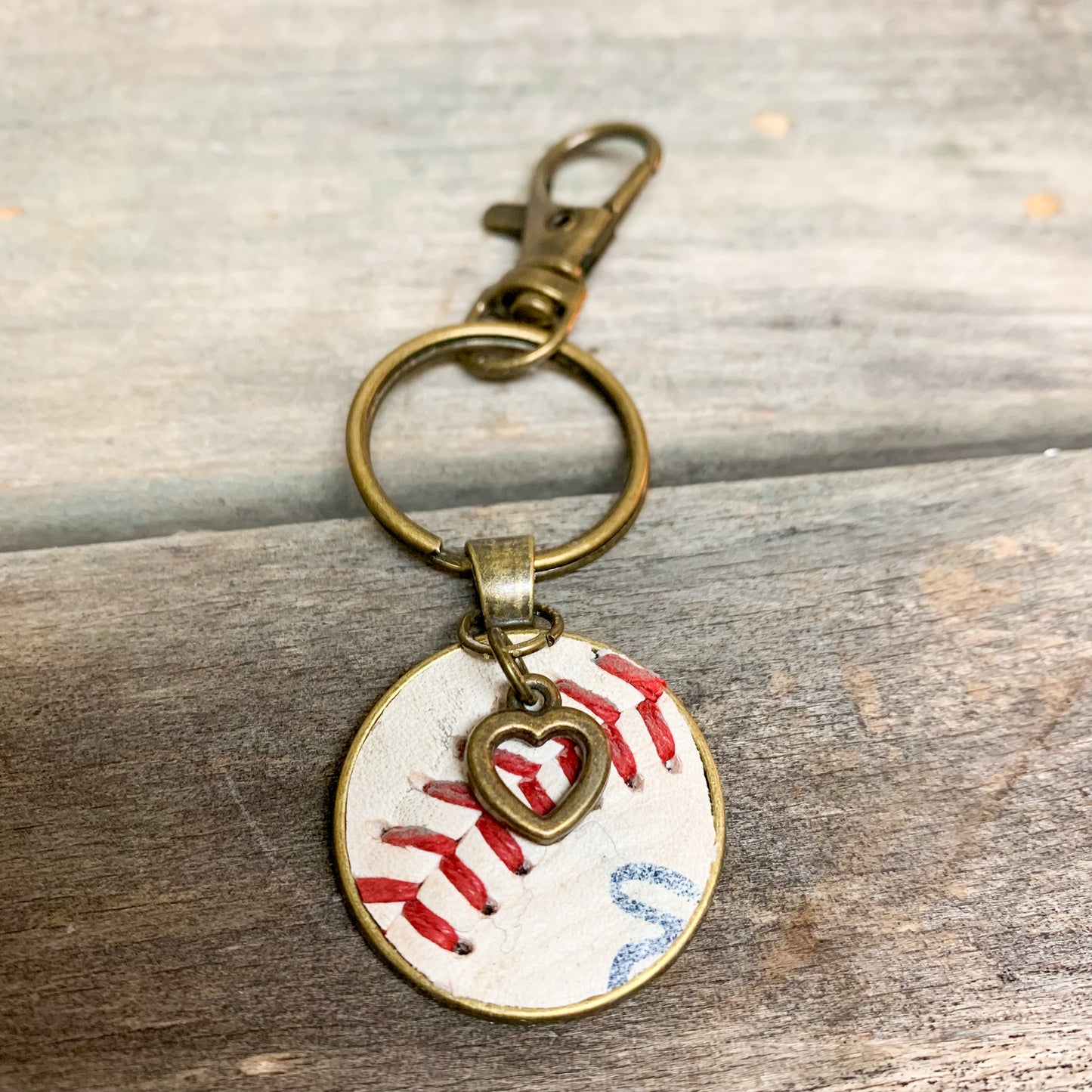 BASEBALL HEART KEY RING