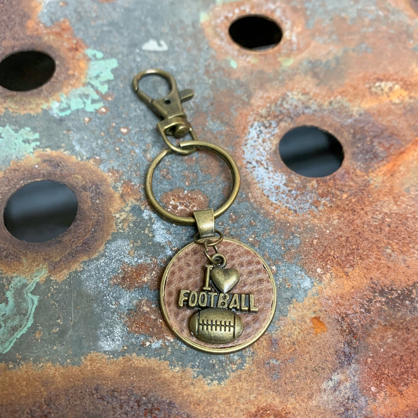 I LOVE FOOTBALL CHARM KEYCHAIN