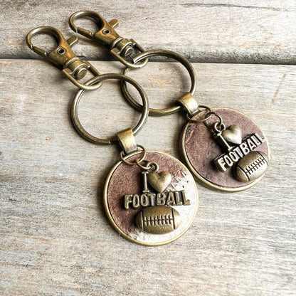 I LOVE FOOTBALL CHARM KEYCHAIN