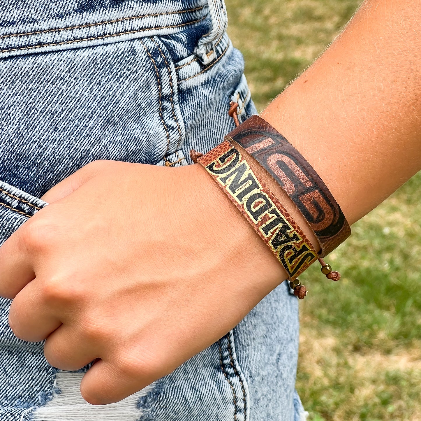 LEATHER FOOTBALL BRACELET