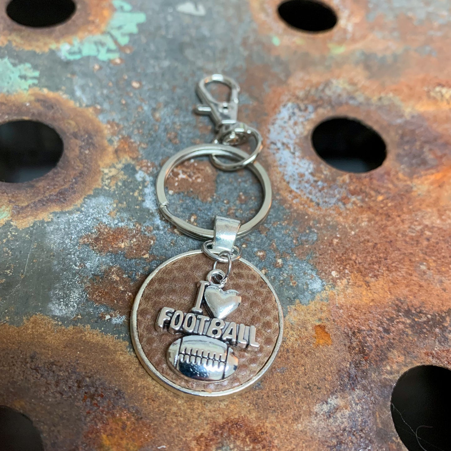 I LOVE FOOTBALL CHARM KEYCHAIN