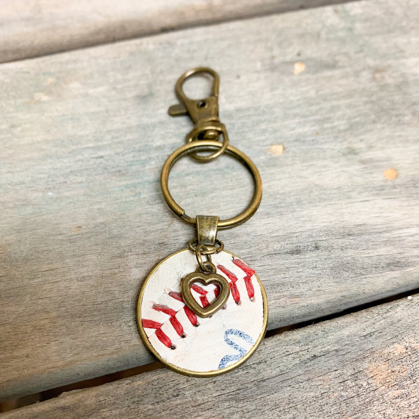 BASEBALL HEART KEY RING