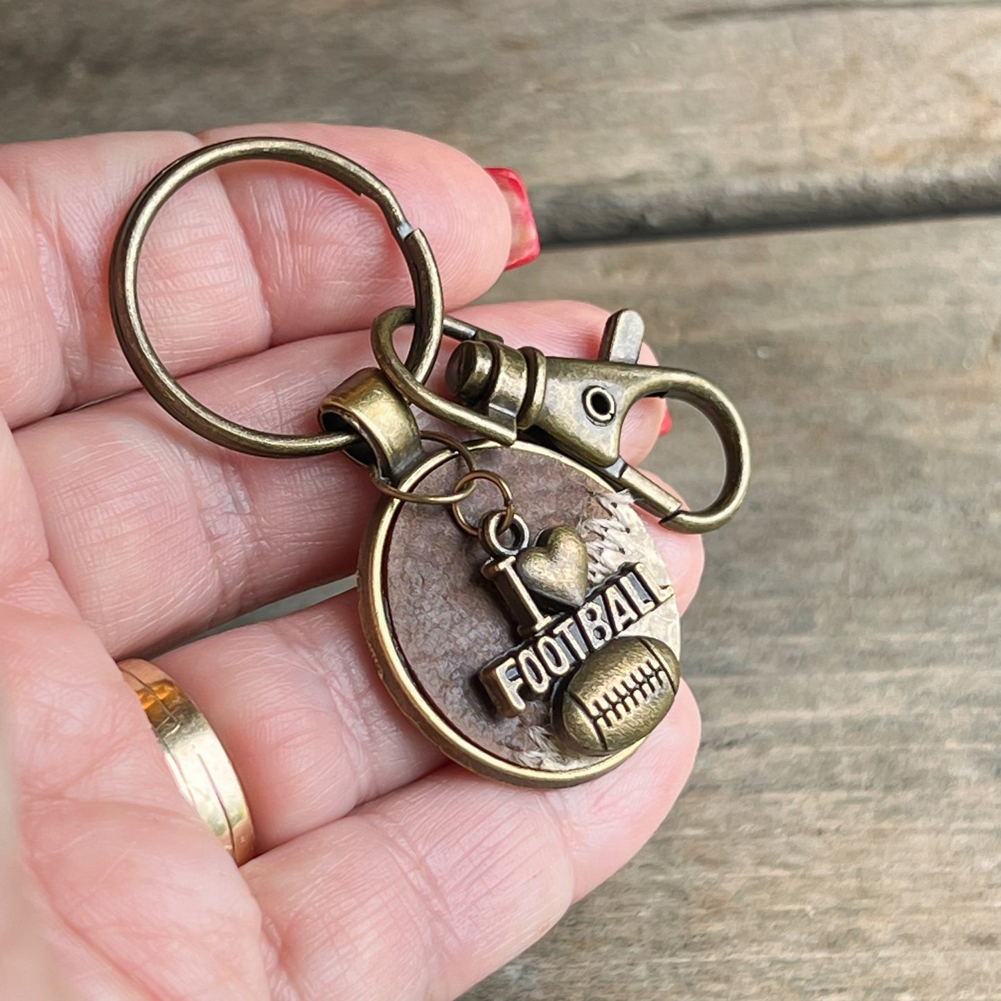 I LOVE FOOTBALL CHARM KEYCHAIN