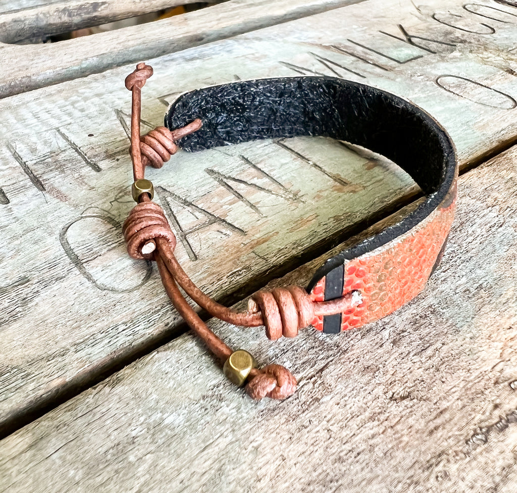 Upcycled BASKETBALL BRACELET made from an Actual Basketball