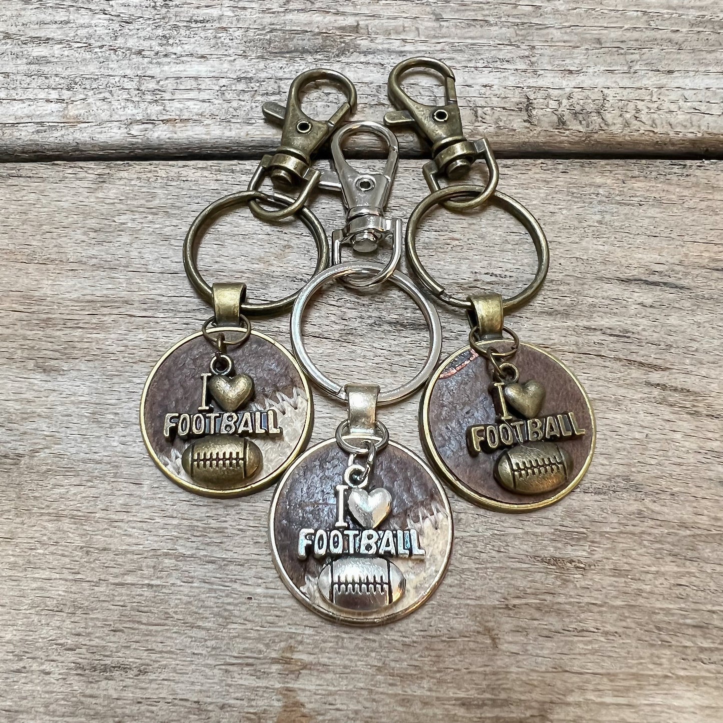 I LOVE FOOTBALL CHARM KEYCHAIN