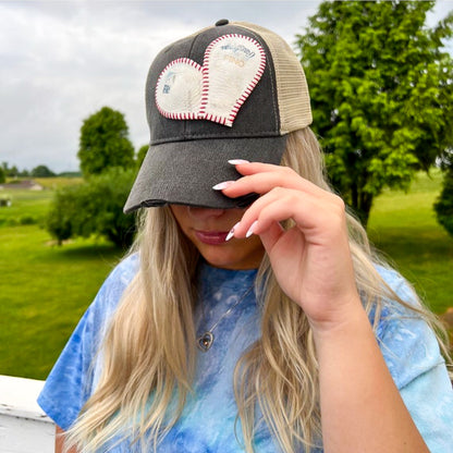 CUSTOM NAME HEART BASEBALL CAP